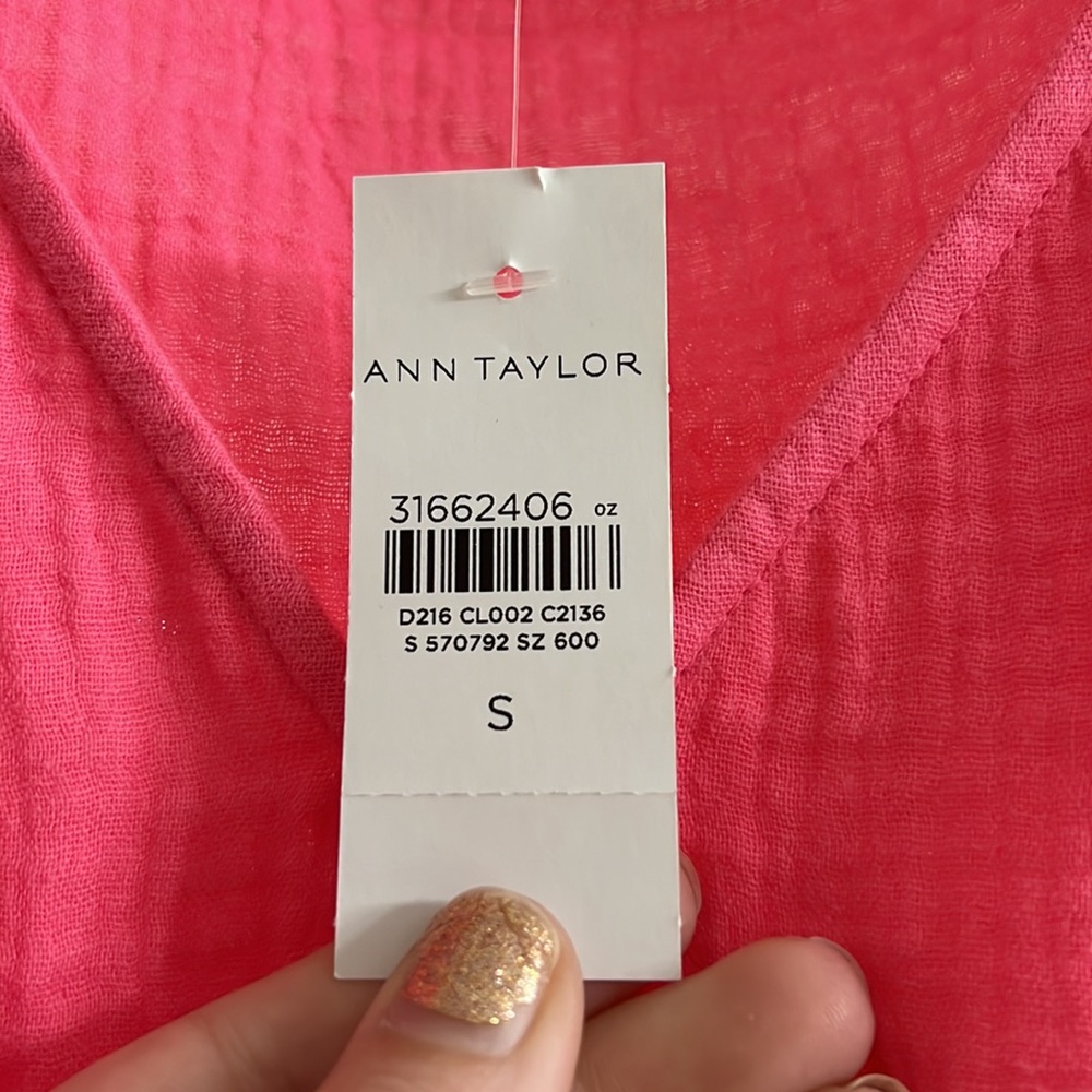 Ann Taylor Gauze Pocket Flare Dress in Tropical Rose - Picture 7 of 9